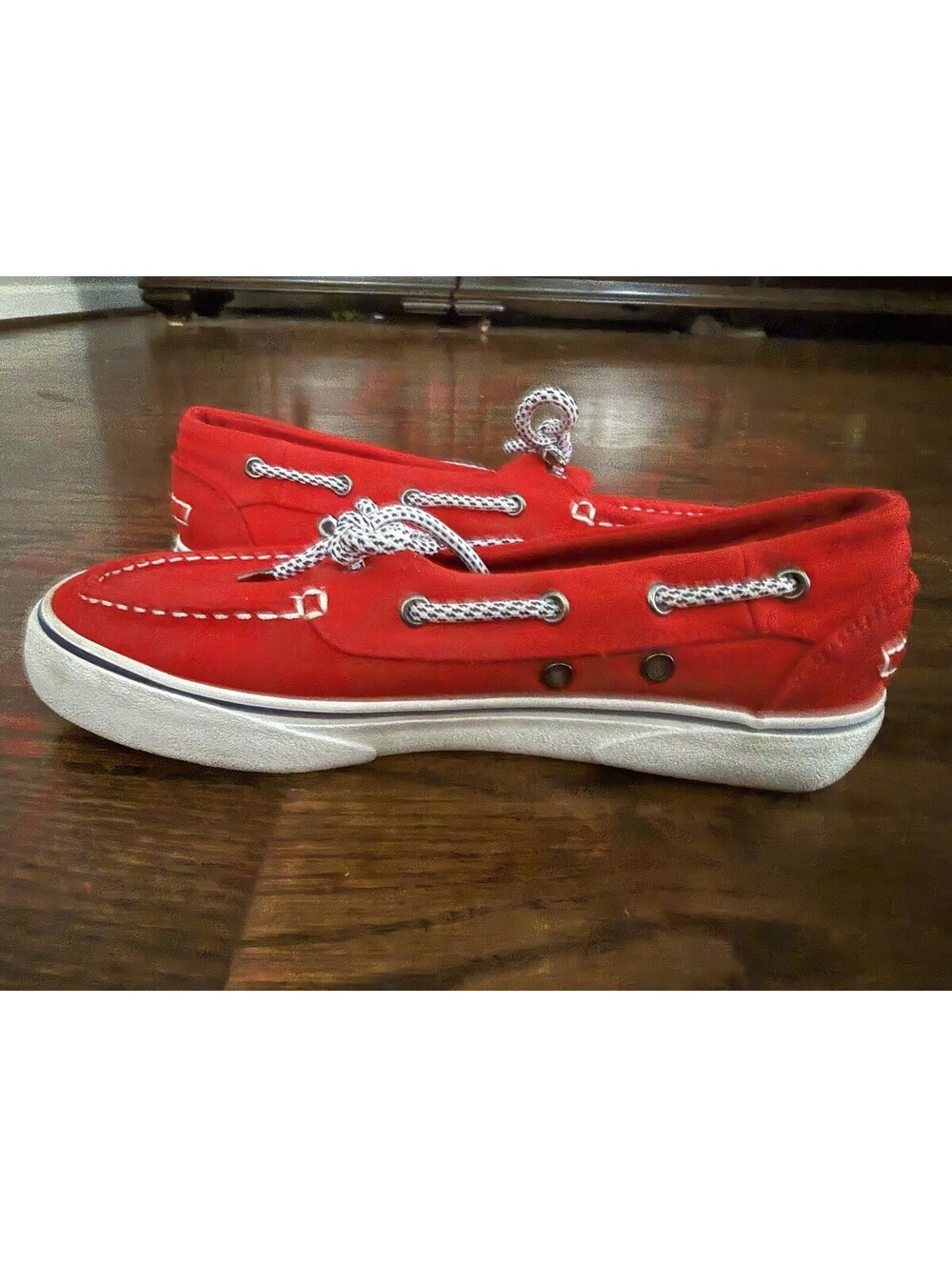 Guy Harvey Womens 7.5 Red Canvas Boat Shoes Deck Loafers GHWMISSIT-6231 - Picture 7 of 10